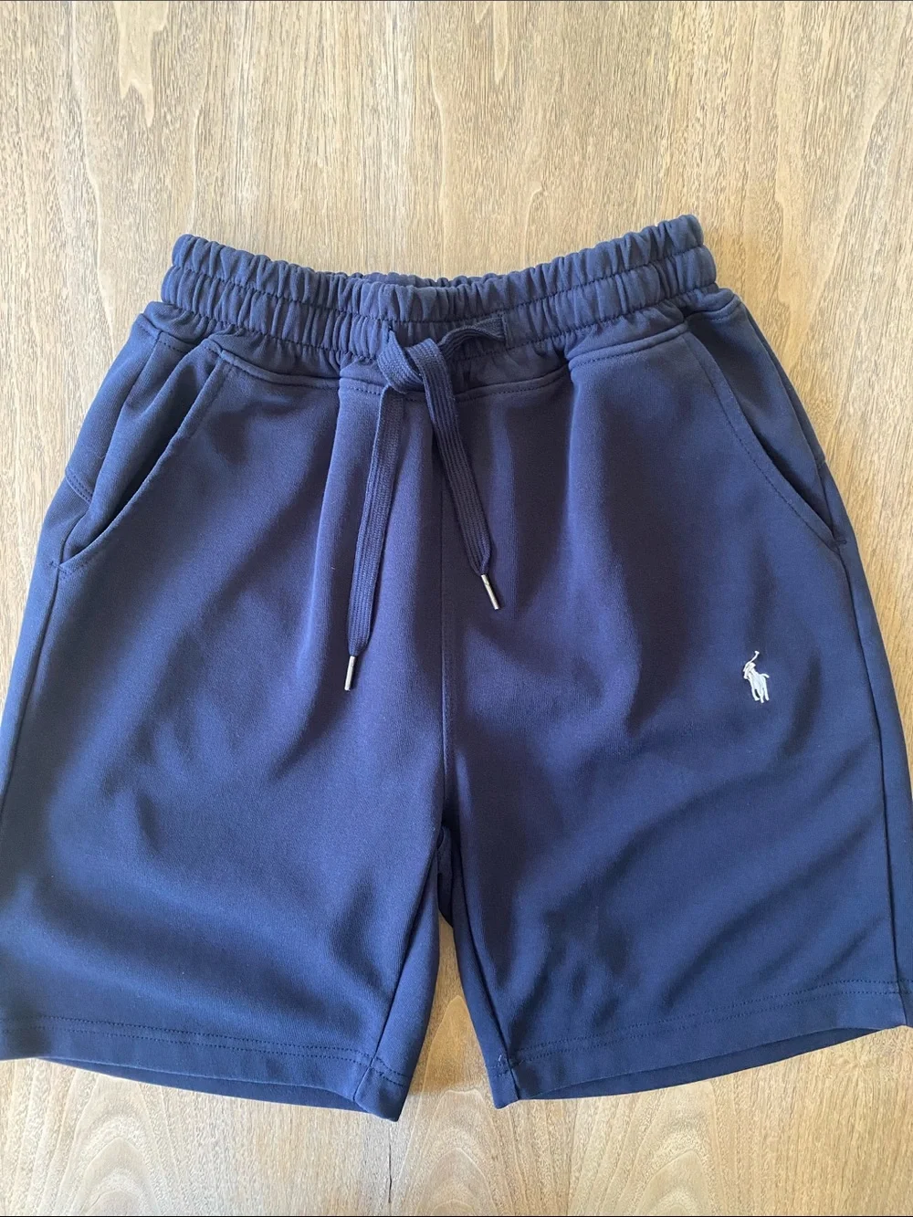 Boy’s Ralph Lauren Navy Athletic Drawstring Shorts with White Polo